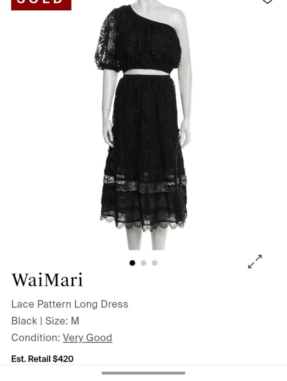 Black One-Shoulder Lace Dress by